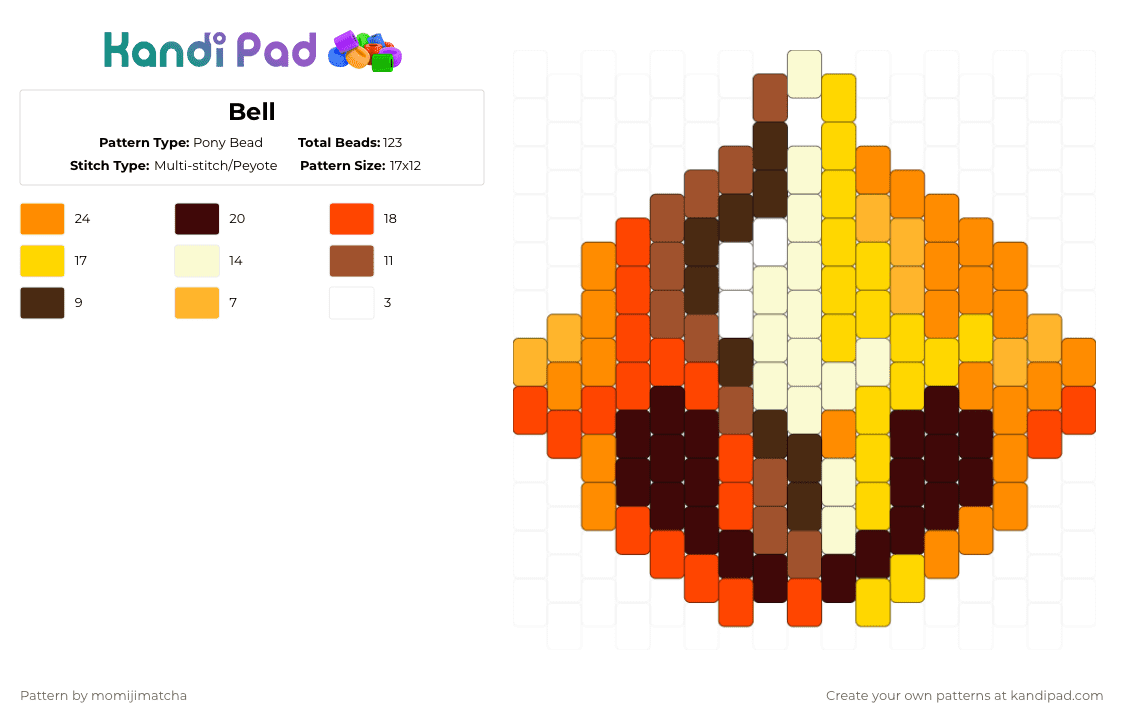 Bell - Pony Bead Pattern by momijimatcha on Kandi Pad - red,brown,orange