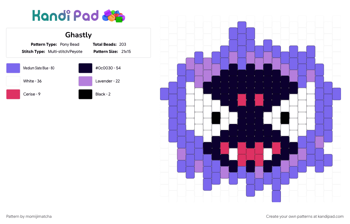 Ghastly - Pony Bead Pattern by momijimatcha on Kandi Pad - 