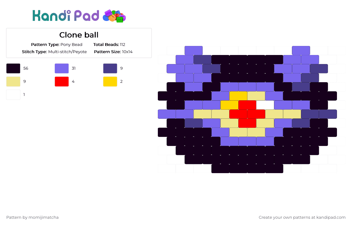 Clone ball - Pony Bead Pattern by momijimatcha on Kandi Pad - black,blue,pokemon,pokeball,mewtwo