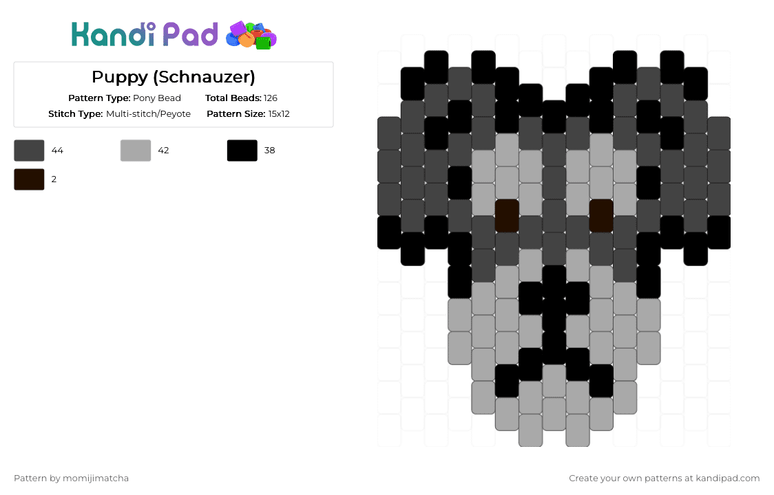 Puppy (Schnauzer) - Pony Bead Pattern by momijimatcha on Kandi Pad - black,beige,dog,animal,pet