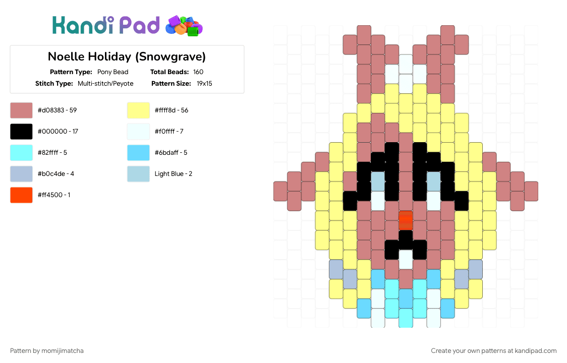 Noelle Holiday (Snowgrave) - Pony Bead Pattern by momijimatcha on Kandi Pad - red, yellow