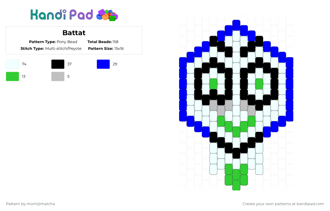 Battat - Pony Bead Pattern by momijimatcha on Kandi Pad - white,purple,deltarune,character,pippin