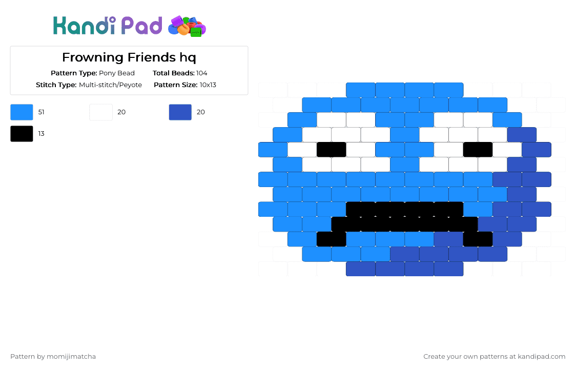 Frowning Friends hq - Pony Bead Pattern by momijimatcha on Kandi Pad - light blue,blue,cartoon,smiling friends