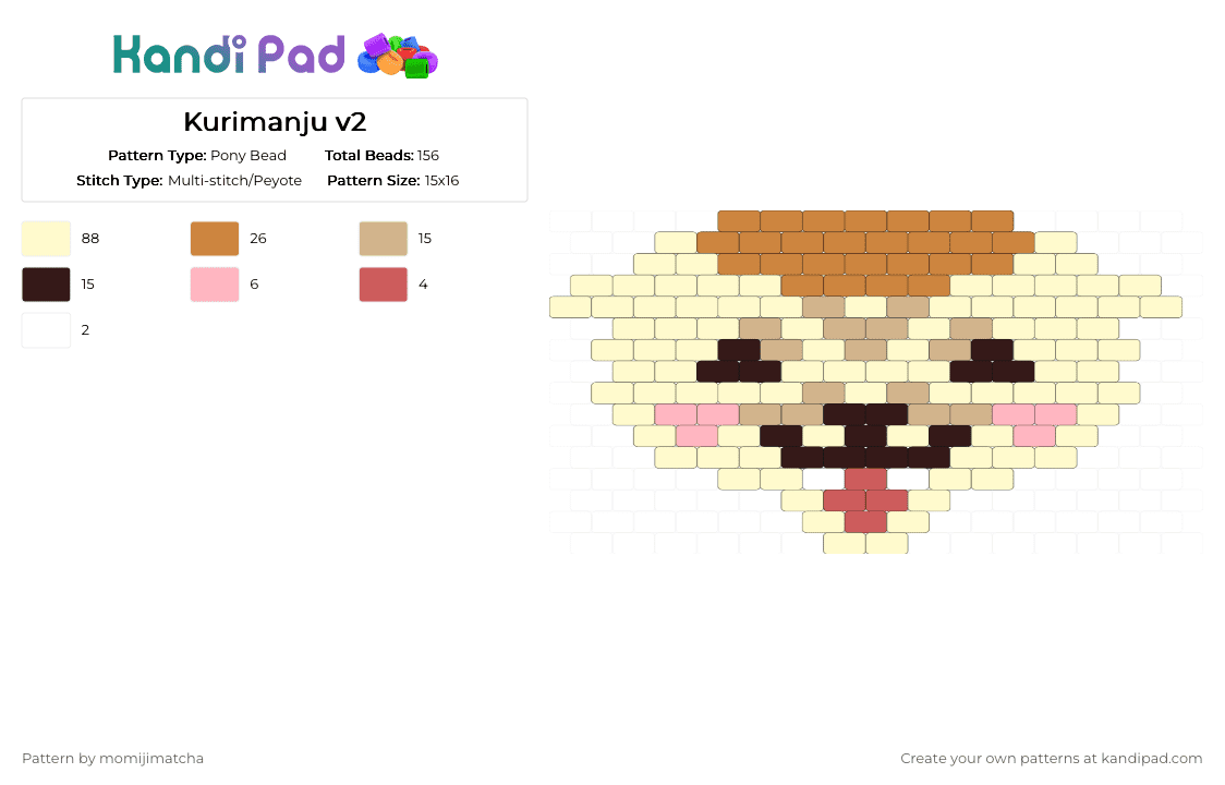 Kurimanju v2 - Pony Bead Pattern by momijimatcha on Kandi Pad - yellow,orange,anime,chiikawa