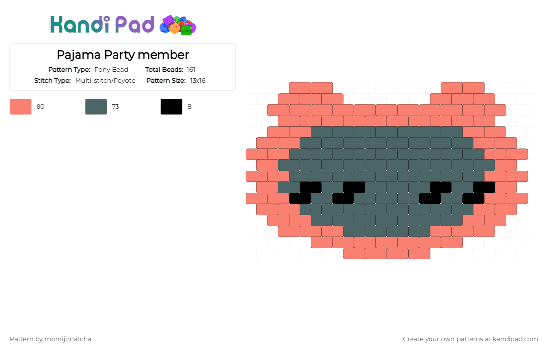 Pajama Party member - Pony Bead Pattern by momijimatcha on Kandi Pad - orange,gray,anime,chiikawa