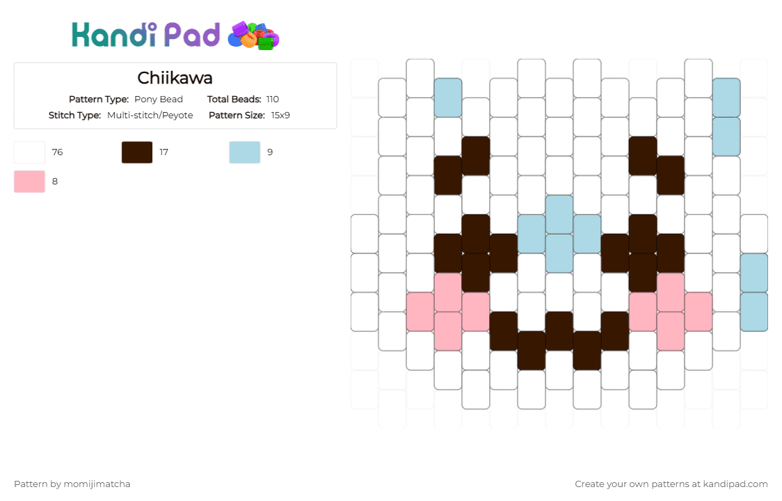 Chiikawa - Pony Bead Pattern by momijimatcha on Kandi Pad - white,brown