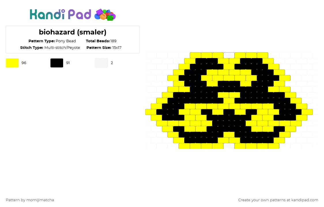 biohazard (smaler) - Pony Bead Pattern by momijimatcha on Kandi Pad - yellow