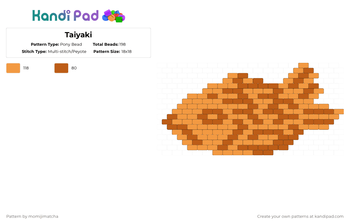 Taiyaki - Pony Bead Pattern by momijimatcha on Kandi Pad - orange,red,fish,food,japanese