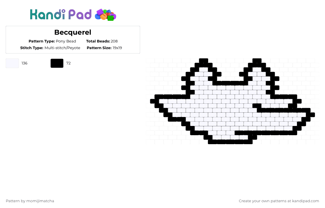 Becquerel - Pony Bead Pattern by momijimatcha on Kandi Pad - white,black