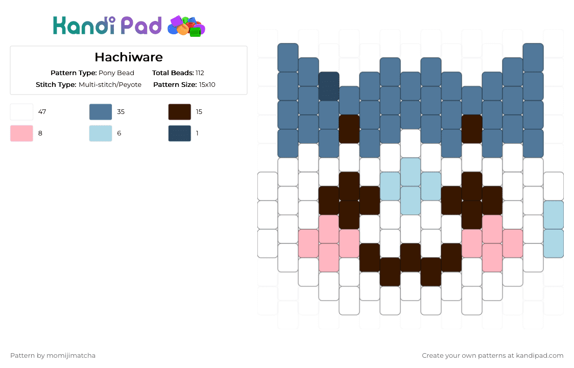 Hachiware - Pony Bead Pattern by momijimatcha on Kandi Pad - blue,chiikawa,cat