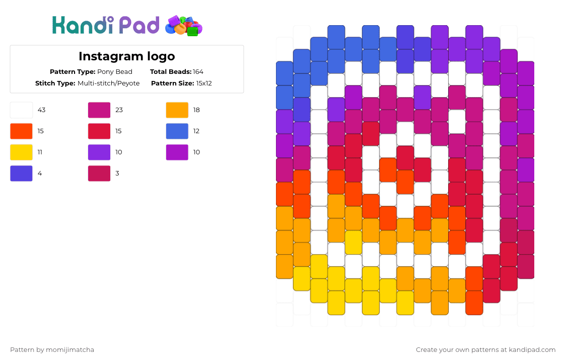 Instagram logo - Pony Bead Pattern by momijimatcha on Kandi Pad - pink,red,app,icon
