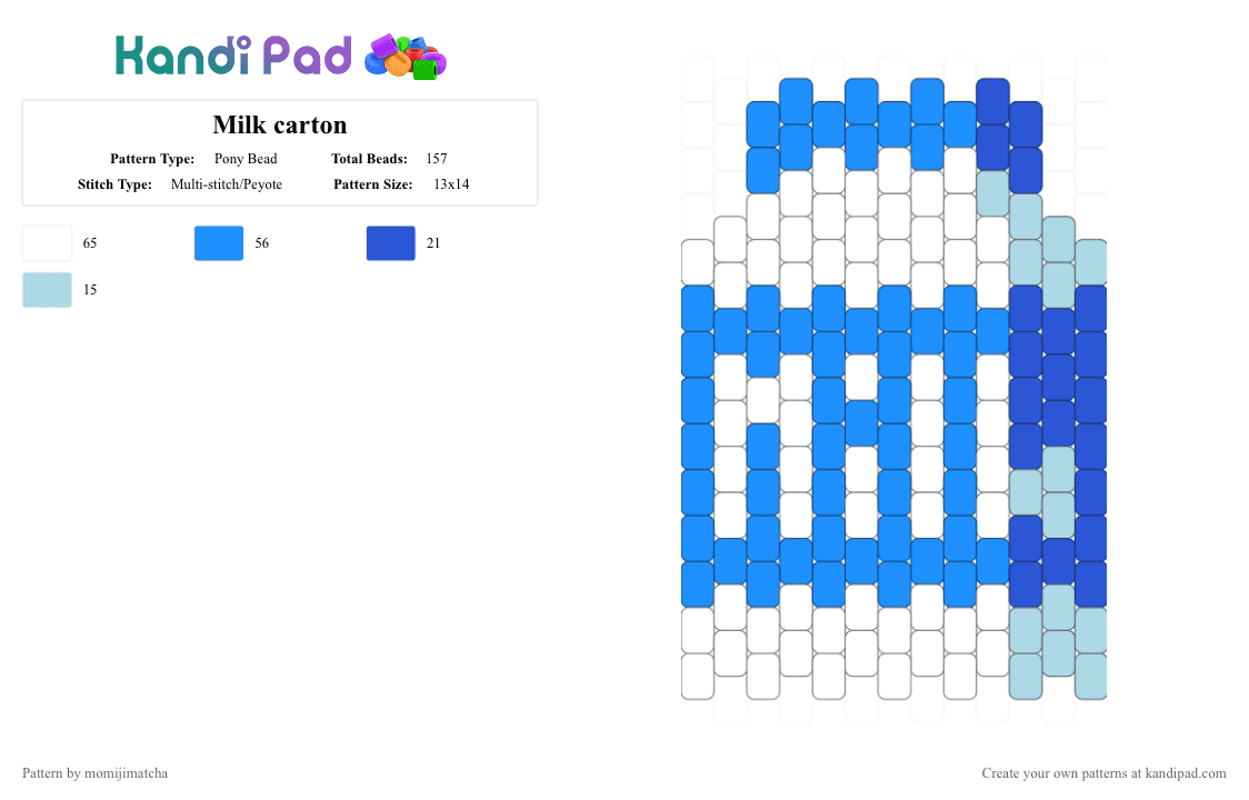 Milk carton - Pony Bead Pattern by momijimatcha on Kandi Pad - drink, food, light blue