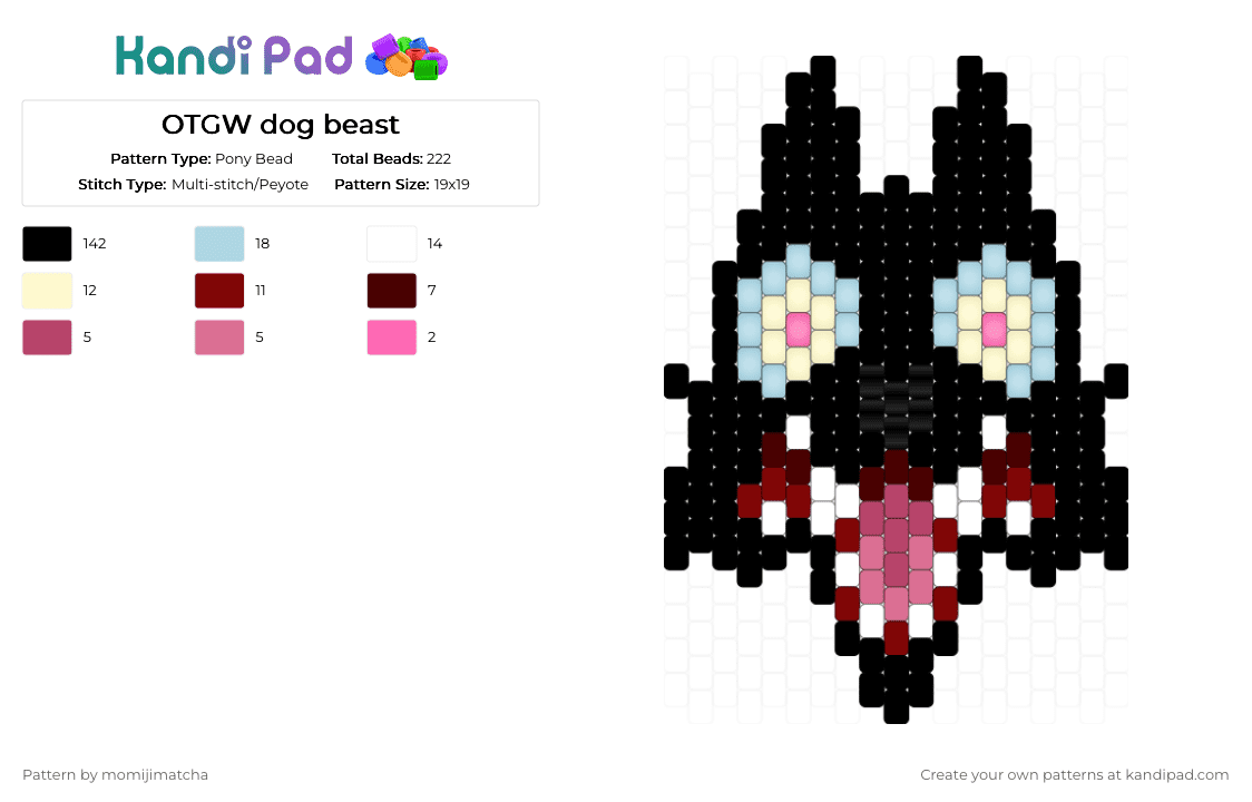OTGW dog beast - Pony Bead Pattern by momijimatcha on Kandi Pad - black,light blue,brown,animal,dog,otgw,over the garden wall
