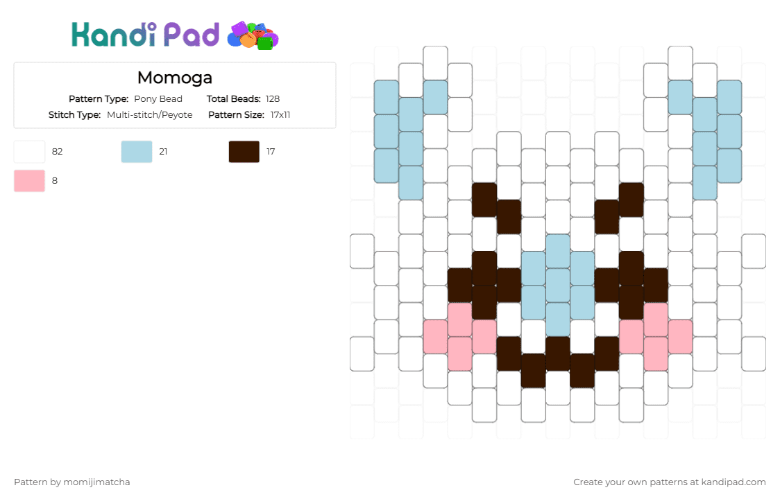 Momoga - Pony Bead Pattern by momijimatcha on Kandi Pad - white,brown,light blue,chiikawa