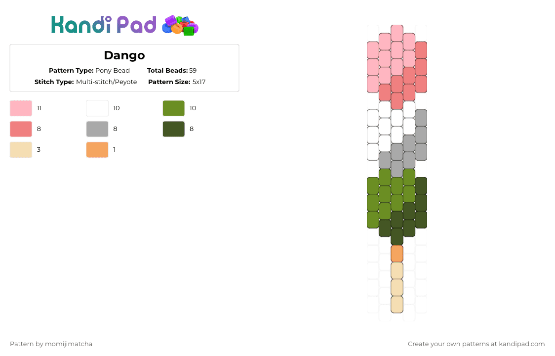 Dango - Pony Bead Pattern by momijimatcha on Kandi Pad - japanese,food