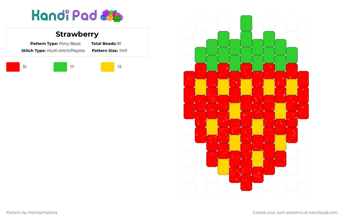 Strawberry - Pony Bead Pattern by momijimatcha on Kandi Pad - red