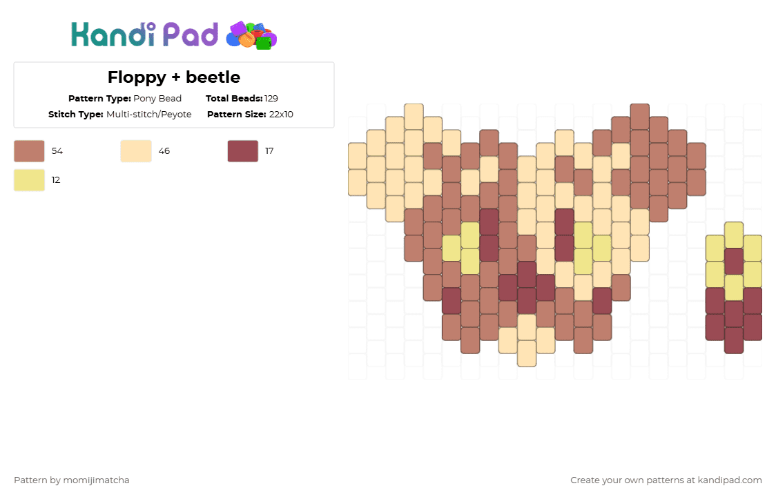 Floppy + beetle - Pony Bead Pattern by momijimatcha on Kandi Pad - tan,beige