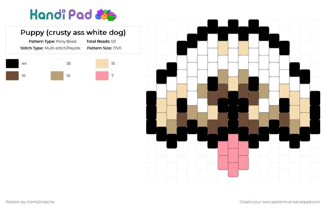 Puppy (crusty ass white dog) - Pony Bead Pattern by momijimatcha on Kandi Pad - beige,dog,animal,pet