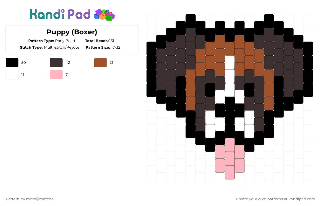 Puppy (Boxer) - Pony Bead Pattern by momijimatcha on Kandi Pad - brown,dog,animal