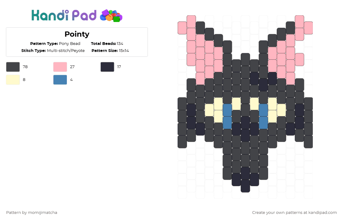 Pointy - Pony Bead Pattern by momijimatcha on Kandi Pad - black,pink