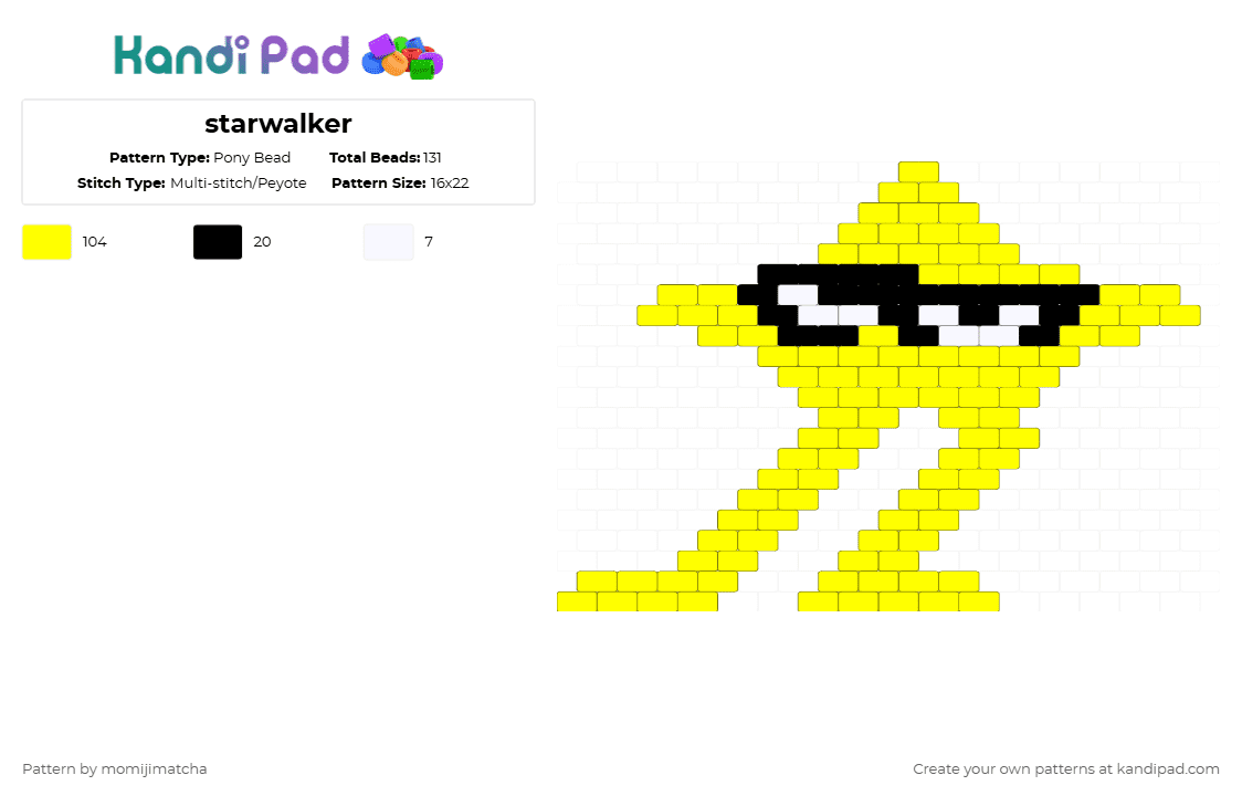 starwalker - Pony Bead Pattern by momijimatcha on Kandi Pad - yellow