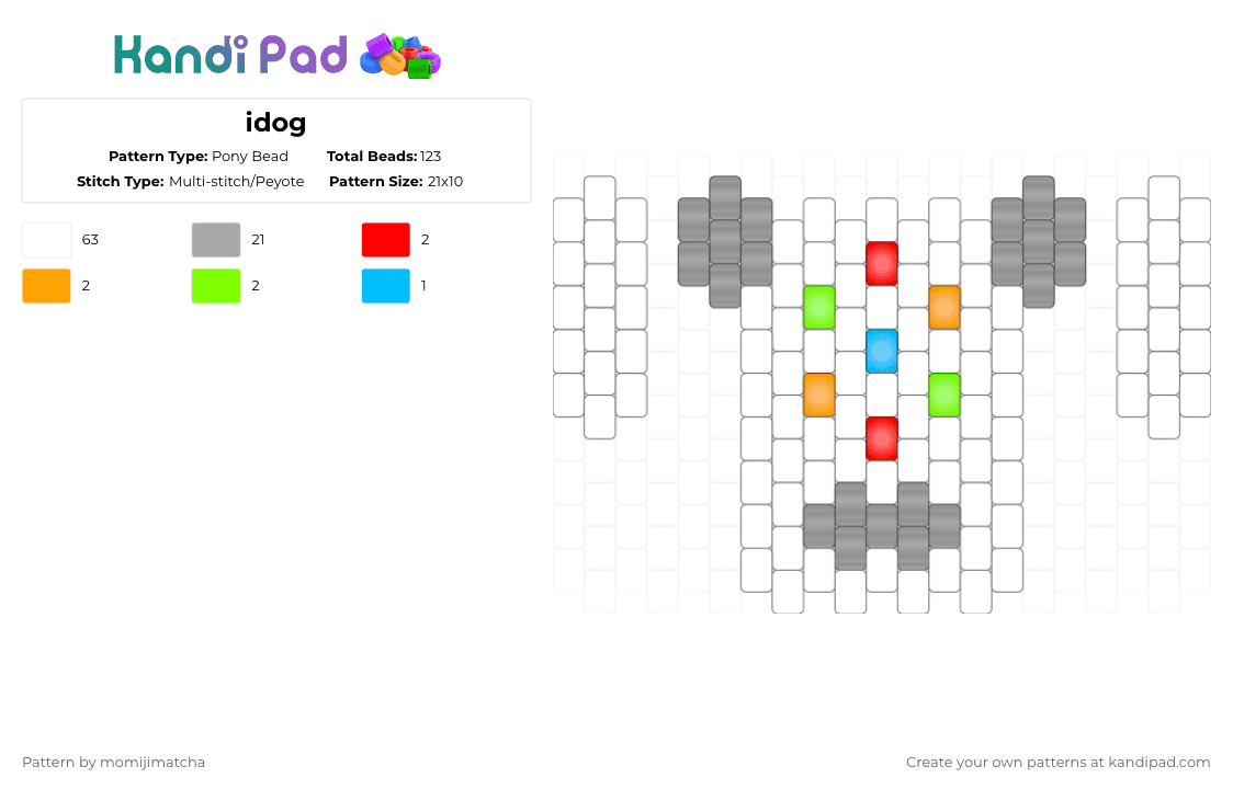 idog - Pony Bead Pattern by momijimatcha on Kandi Pad - white,beige,ipod,y2k
