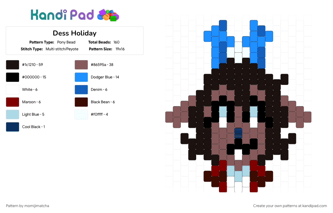 Dess Holiday - Pony Bead Pattern by momijimatcha on Kandi Pad - black, character, deer, deltarune, light blue, tan, video game