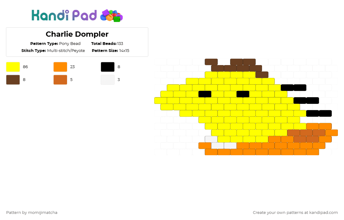 Charlie Dompler - Pony Bead Pattern by momijimatcha on Kandi Pad - yellow