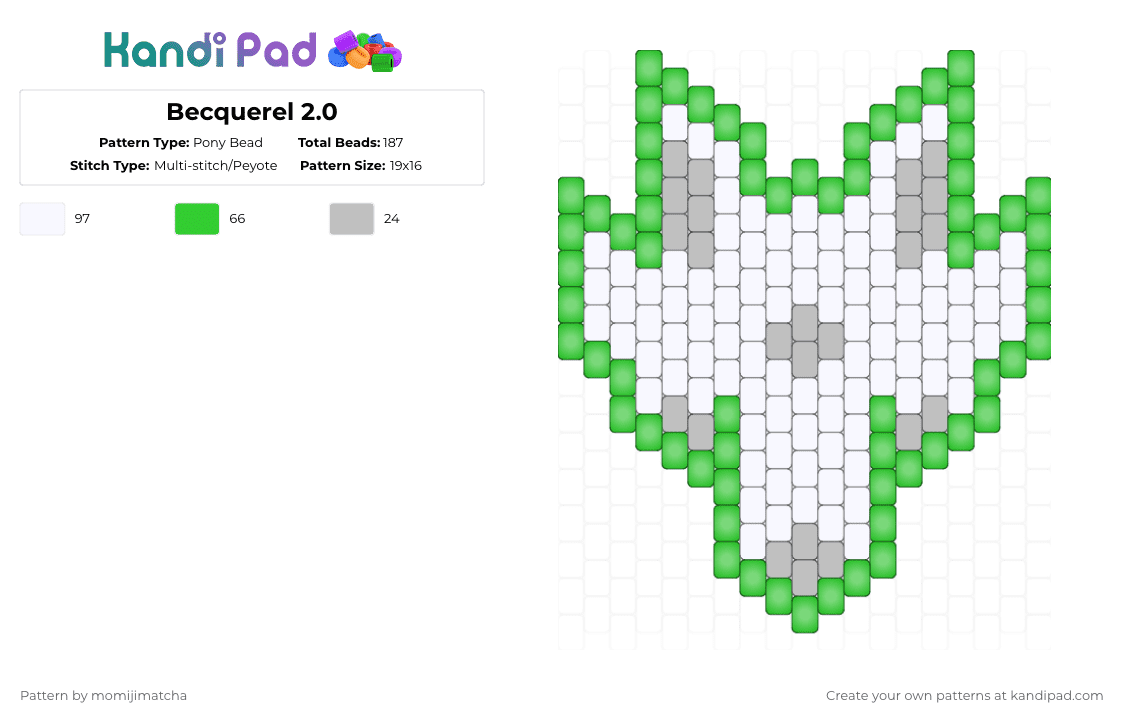 Becquerel 2.0 - Pony Bead Pattern by momijimatcha on Kandi Pad - green,beige