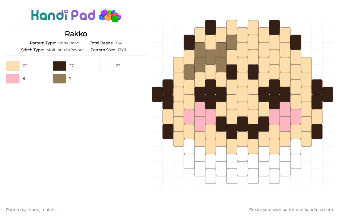 Rakko - Pony Bead Pattern by momijimatcha on Kandi Pad - beige,brown,chiikawa,anime,character
