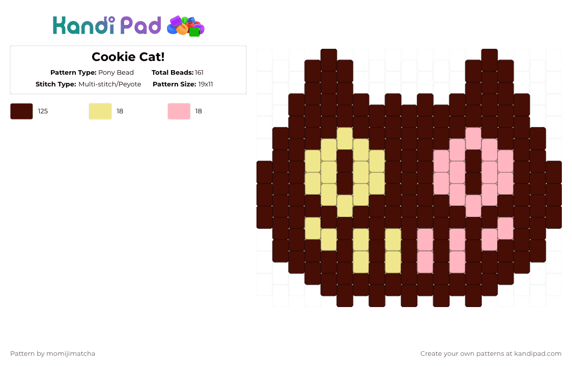 Cookie Cat! - Pony Bead Pattern by momijimatcha on Kandi Pad - brown,steven universe