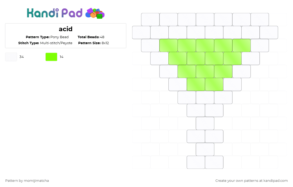 acid - Pony Bead Pattern by momijimatcha on Kandi Pad - white,green