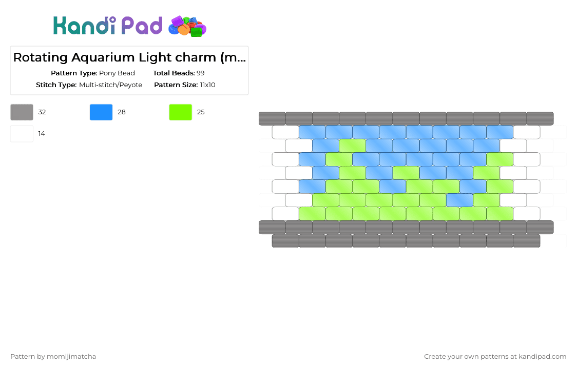 Rotating Aquarium Light charm (mini) - Pony Bead Pattern by momijimatcha on Kandi Pad - gray,light blue,cotdseapunk,fish,2000s