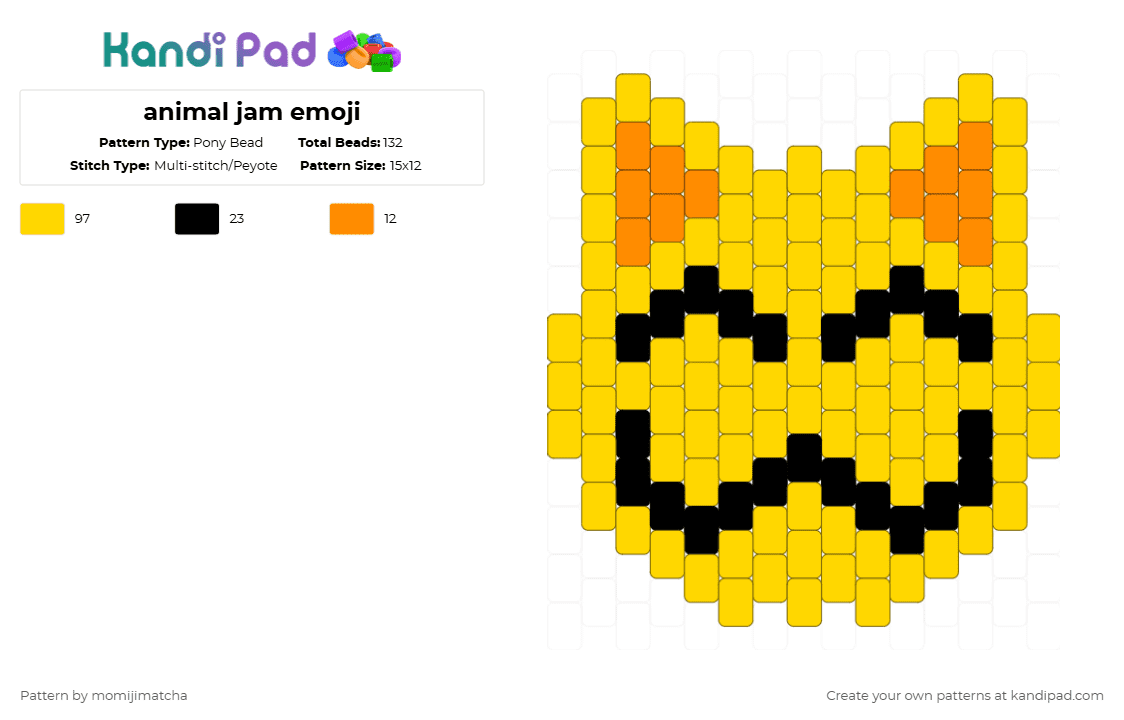 animal jam emoji - Pony Bead Pattern by momijimatcha on Kandi Pad - yellow