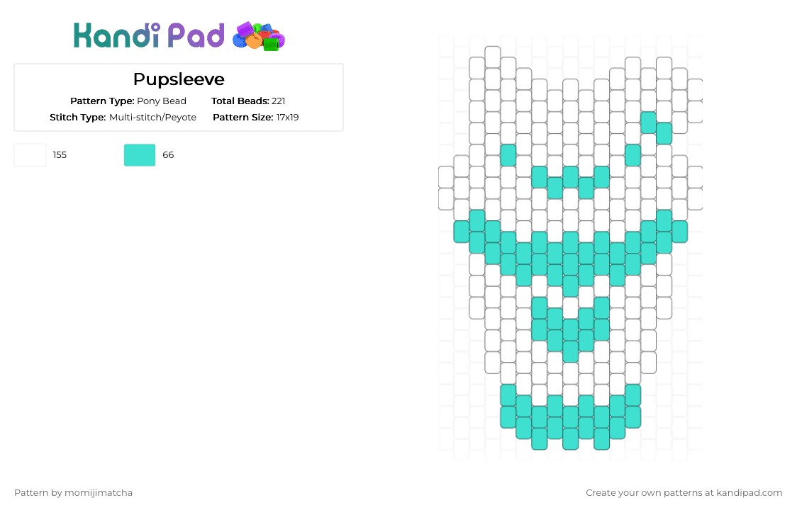 Pupsleeve - Pony Bead Pattern by momijimatcha on Kandi Pad - white,light blue,cup