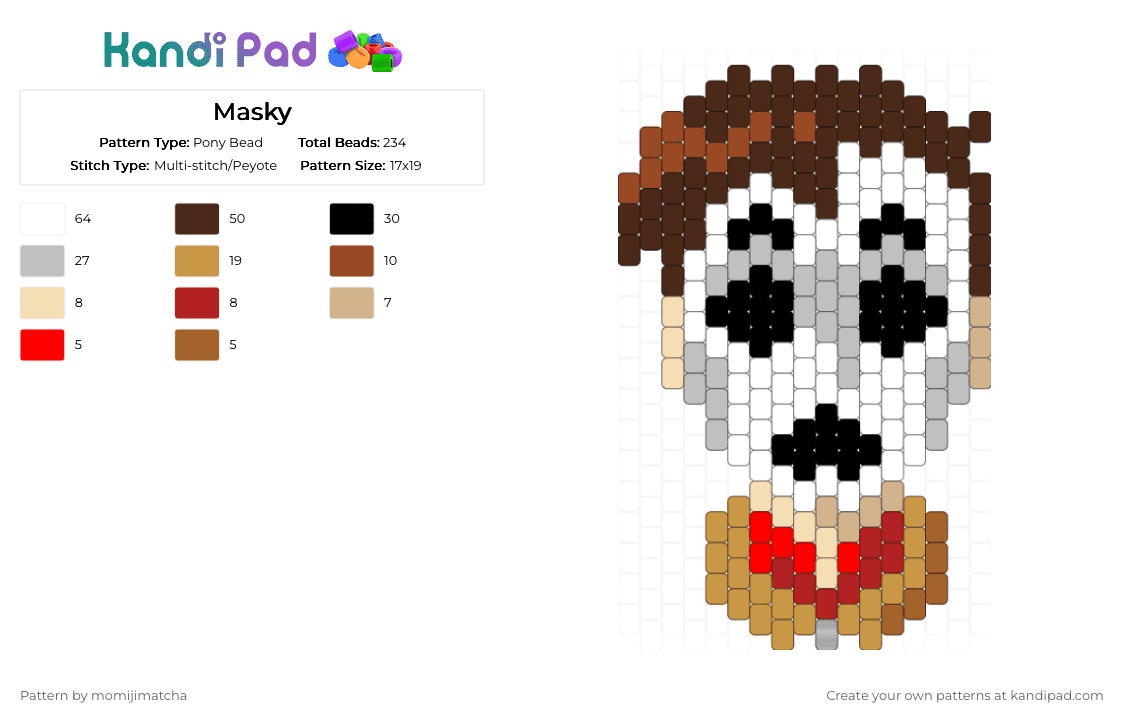 Masky - Pony Bead Pattern by momijimatcha on Kandi Pad - brown,beige,creepypasta,marble hornets