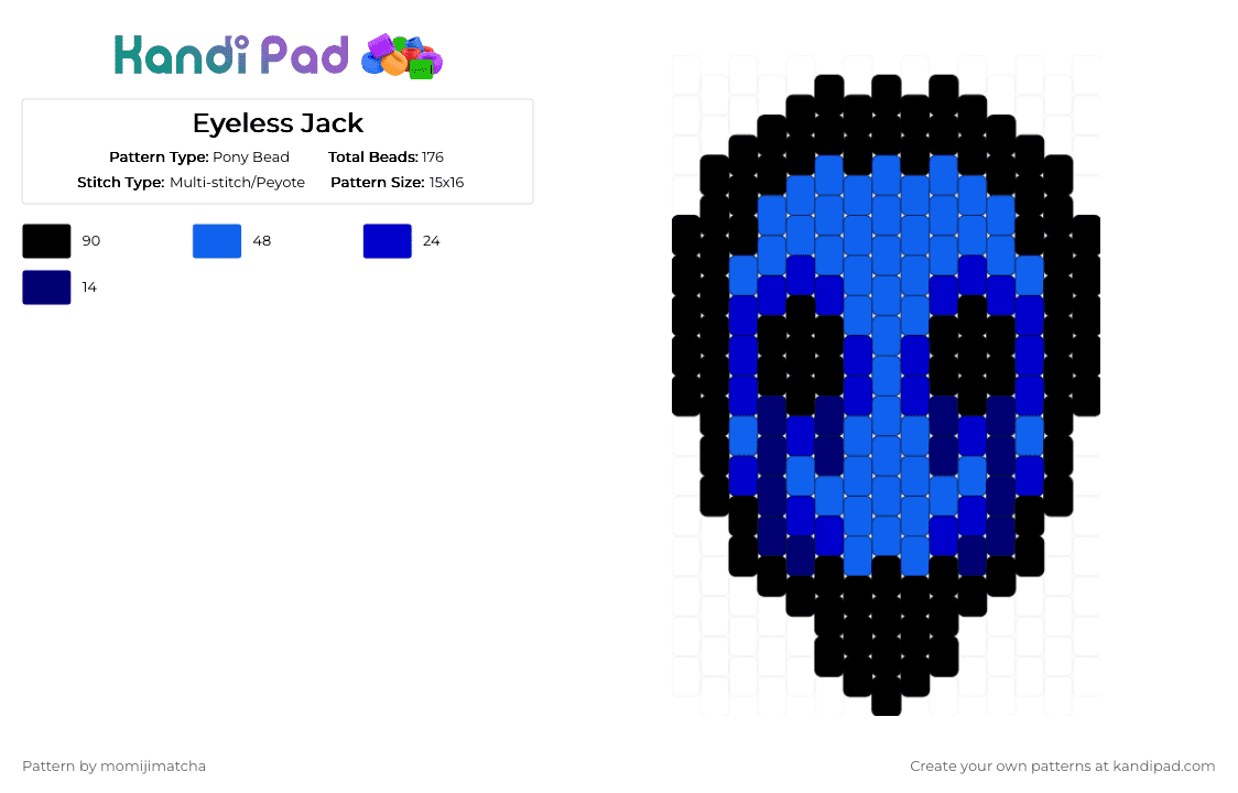 Eyeless Jack - Pony Bead Pattern by momijimatcha on Kandi Pad - blue,purple,creepypasta,horror