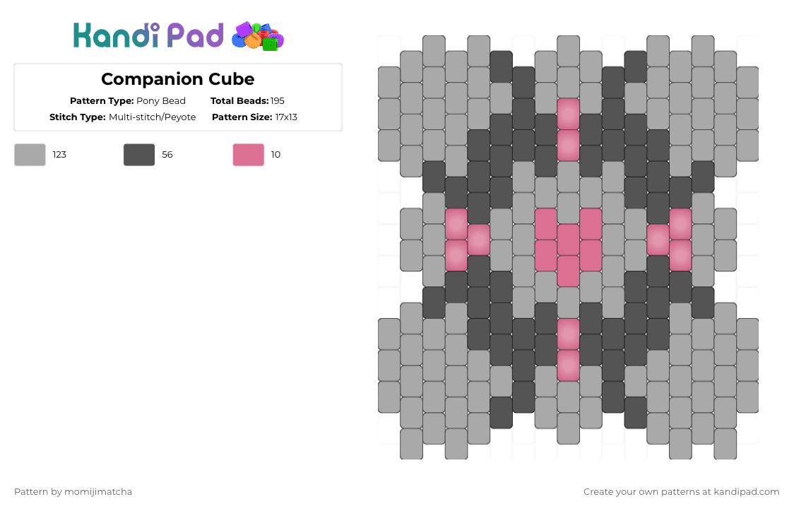 Companion Cube - Pony Bead Pattern by momijimatcha on Kandi Pad - beige,portal,video game