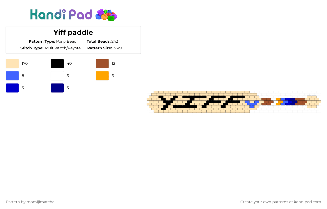 Yiff paddle - Pony Bead Pattern by momijimatcha on Kandi Pad - beige,furry
