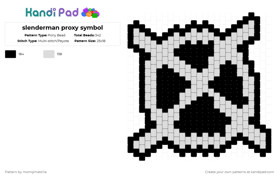 slenderman proxy symbol - Pony Bead Pattern by momijimatcha on Kandi Pad - black,white
