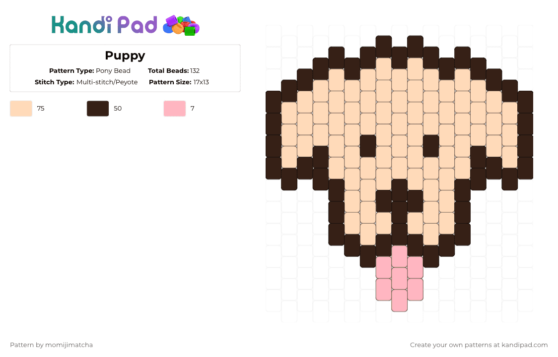 Puppy - Pony Bead Pattern by momijimatcha on Kandi Pad - dog,animal