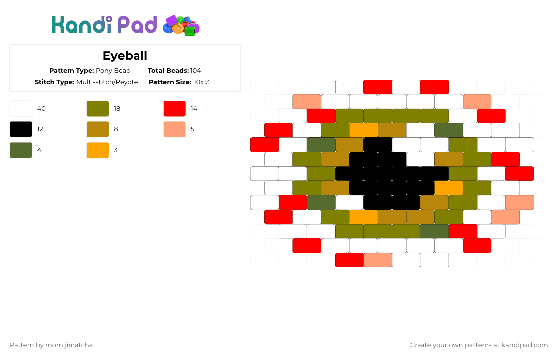 Eyeball - Pony Bead Pattern by momijimatcha on Kandi Pad - gold