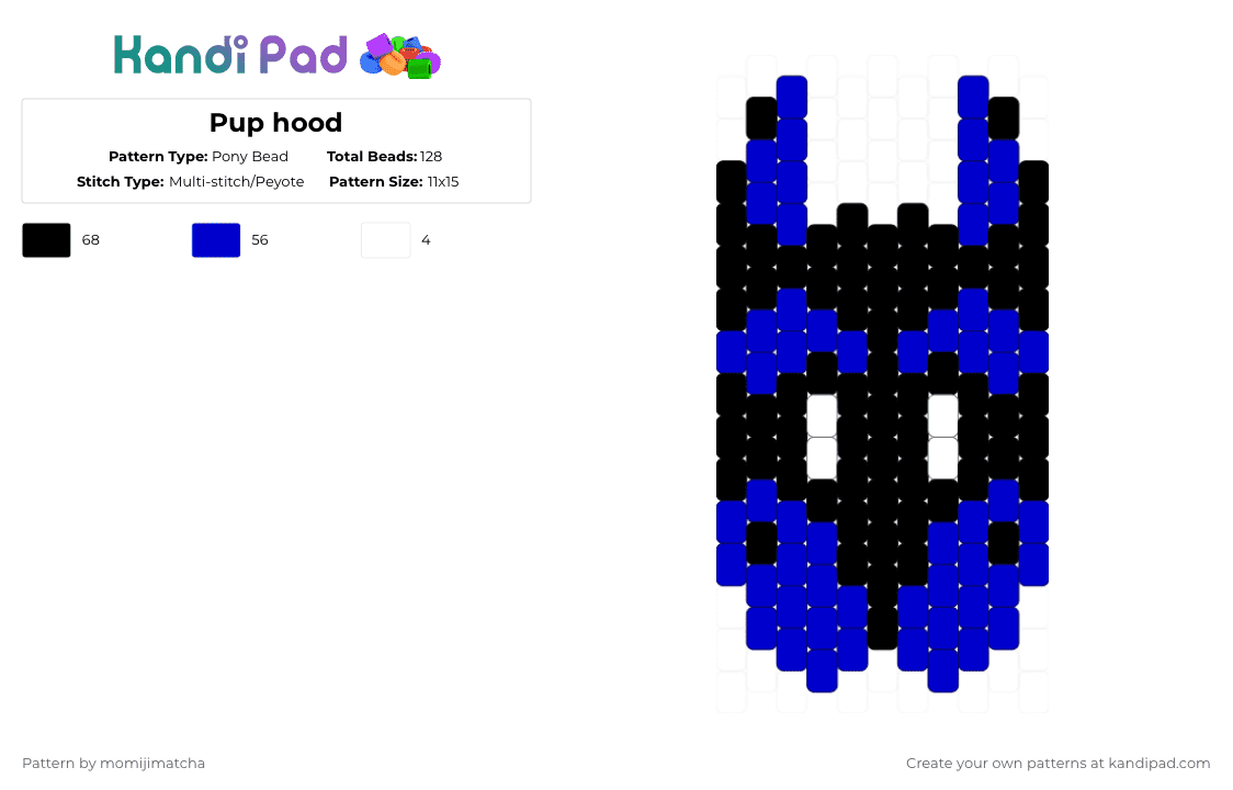 Pup hood - Pony Bead Pattern by momijimatcha on Kandi Pad - purple