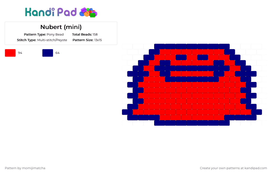 Nubert (mini) - Pony Bead Pattern by momijimatcha on Kandi Pad - purple,red,deltarune,video game