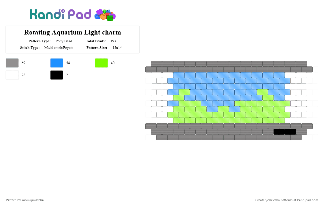 Rotating Aquarium Light charm - Pony Bead Pattern by momijimatcha on Kandi Pad - gray,light blue,cotdseapunk,fish,2000s