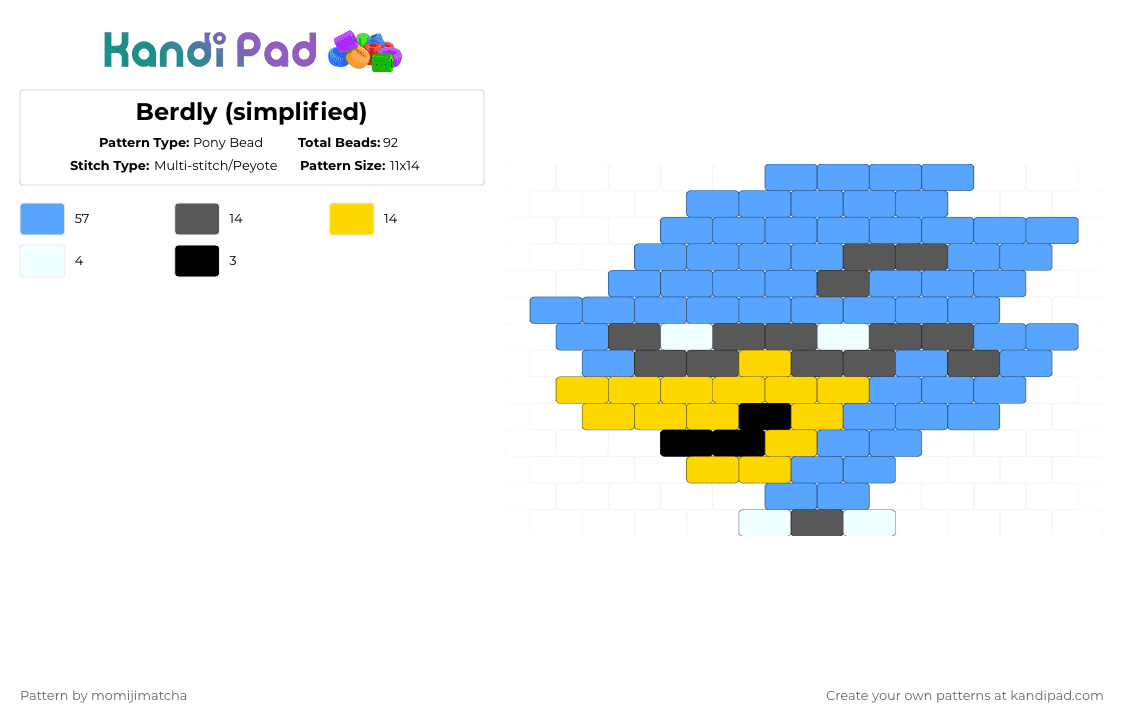Berdly (simplified) - Pony Bead Pattern by momijimatcha on Kandi Pad - light blue