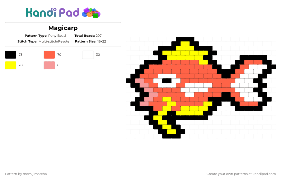 Magicarp - Pony Bead Pattern by momijimatcha on Kandi Pad - red