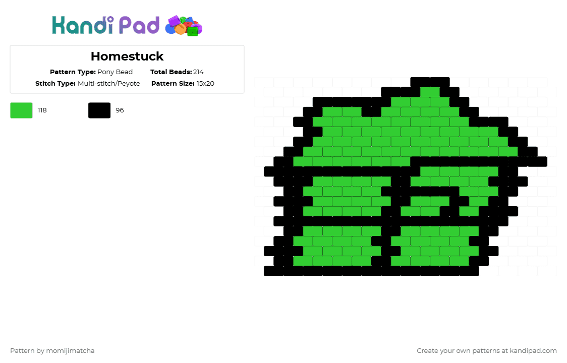 Homestuck - Pony Bead Pattern by momijimatcha on Kandi Pad - green,black