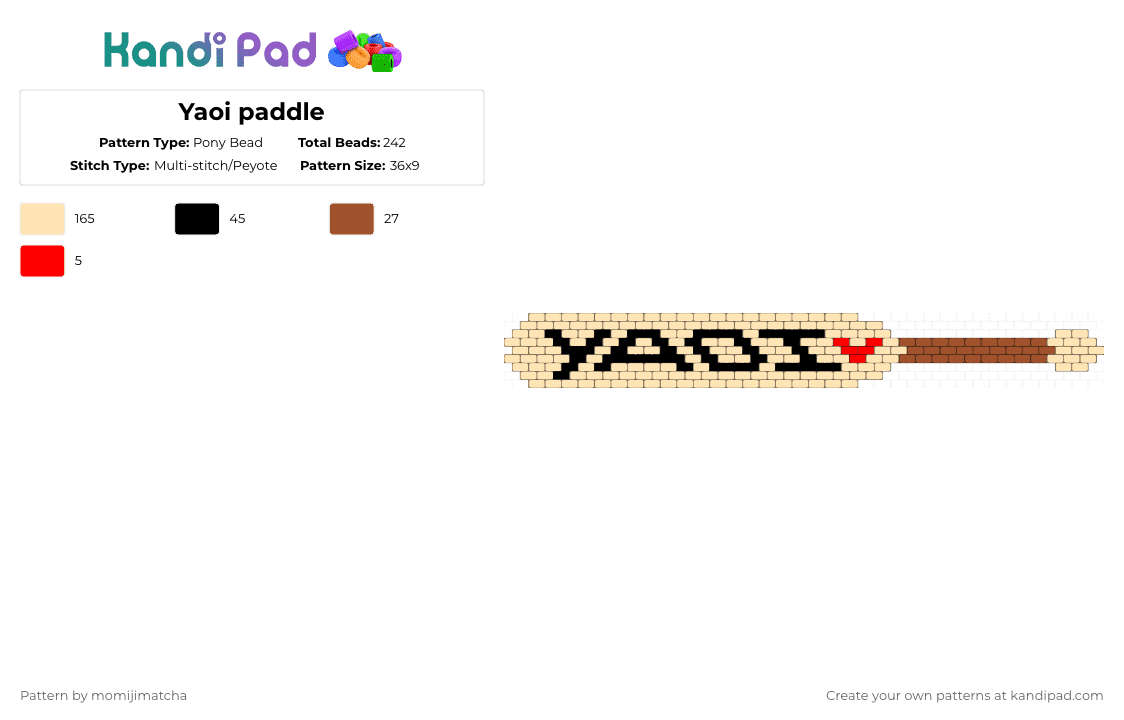 Yaoi paddle - Pony Bead Pattern by momijimatcha on Kandi Pad - beige,anime