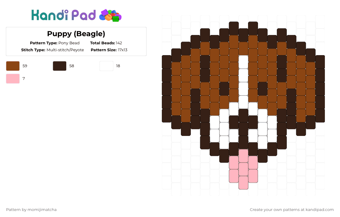 Puppy (Beagle) - Pony Bead Pattern by momijimatcha on Kandi Pad - dog,animal